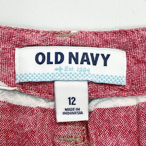 Old Navy Striped Linen Blend Skirt‎ Womens Size 12 Red Multicolor Coastal Resort - Picture 6 of 12
